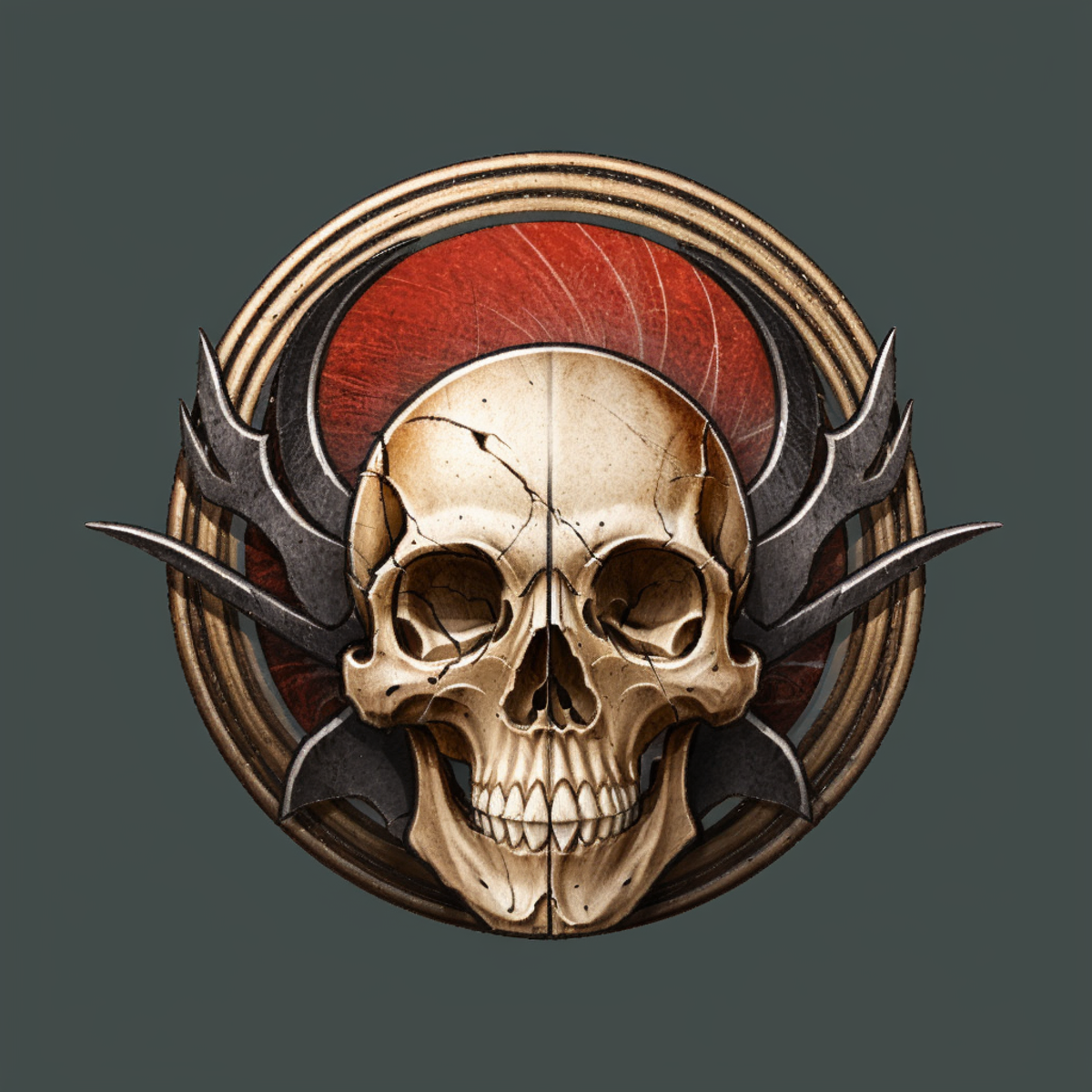 <lora:bg3_classicons_offset_mix2:1> death knight, red circle, skull